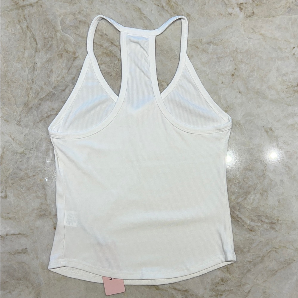 NEW MICAS White Racerback Ribbed Tank Top, Size L - Picture 5 of 5